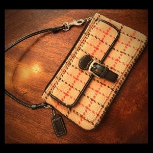Vintage Coach Plaid Wool Wristlet